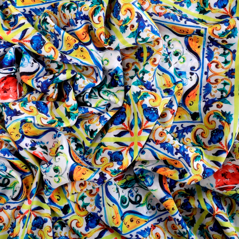 Sanorita Crepe Fabric (Yellow, Blue, Crepe)