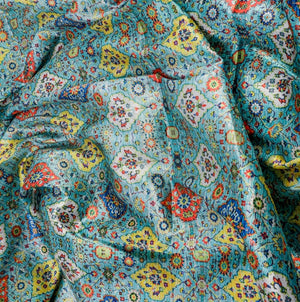 Rock N Roll Satin Fabric (Blue, Satin)