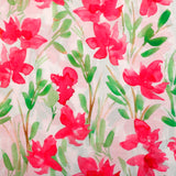 Steal The Show Muslin Fabric (Pink & Green, Floral, Muslin)