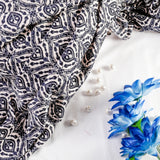 Morris Tulip Satin Fabric (Black & White, Modern, Satin )