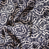 Morris Tulip Satin Fabric (Black & White, Modern, Satin )