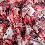 London, Paris & New York Muslin Fabric (White & Red, Travel, Muslin)