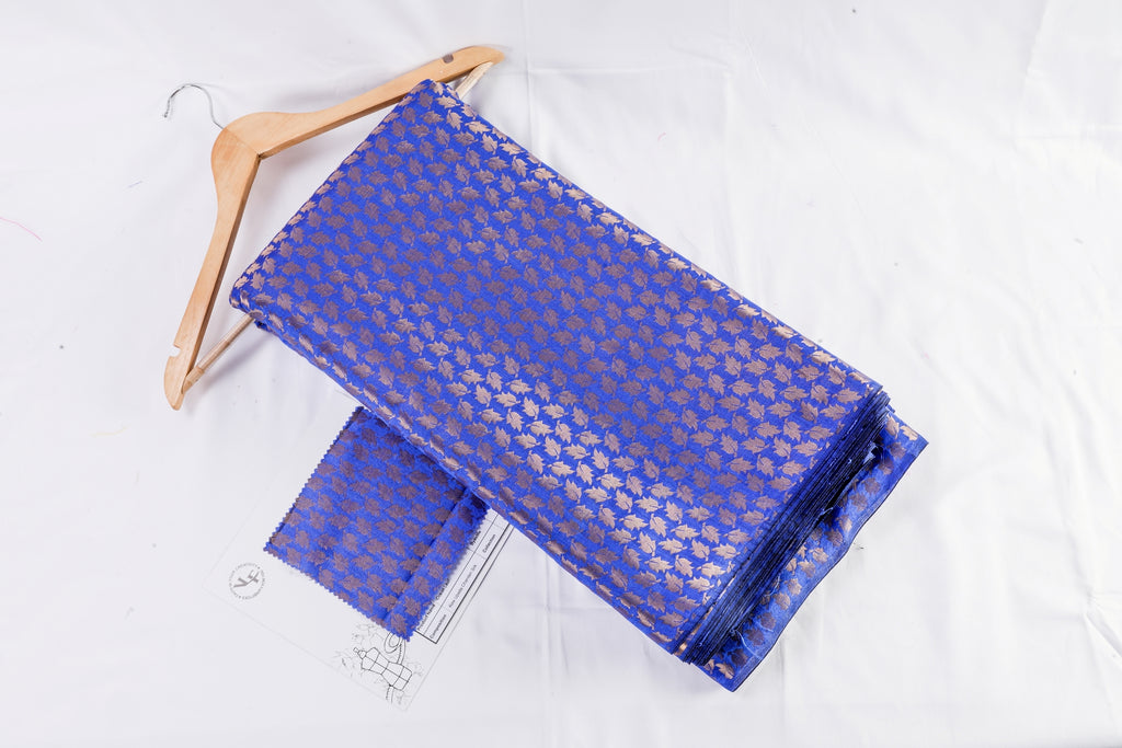 Ocean Leaf Chanderi Fabric (Blue, Chanderi)