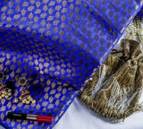 Ocean Leaf Chanderi Fabric (Blue, Chanderi)