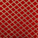 Rose Glow Silk Fabric (Red, Gold, Checks, Silk)
