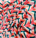 Pride Satin Fabric (Orange , Green & Black, Stripes, Satin)
