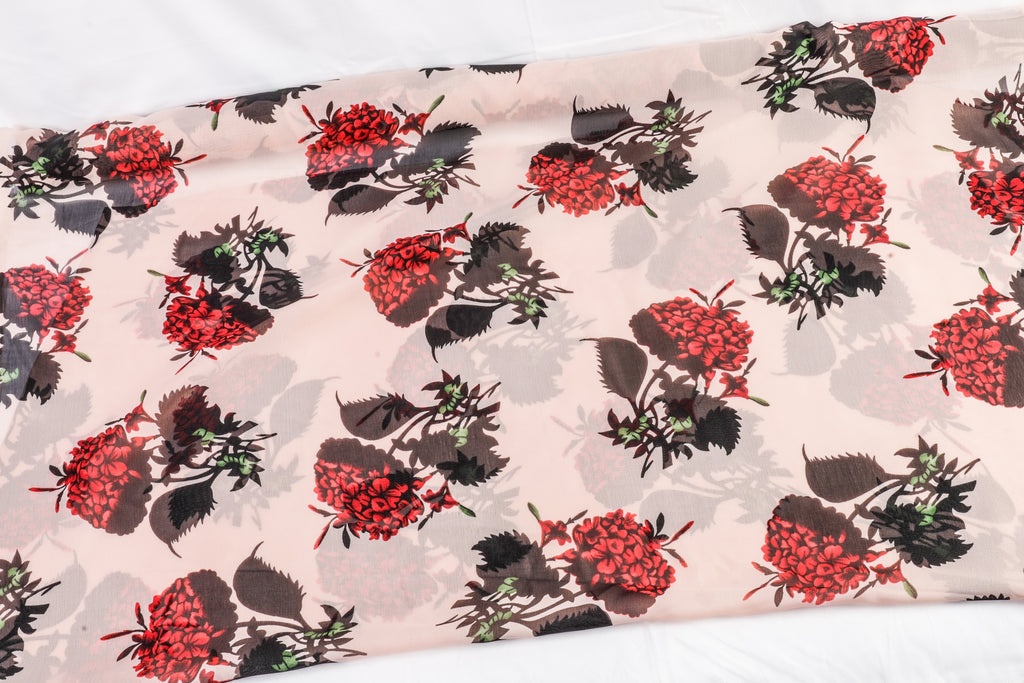 Love Dolce and Gabbana Georgette Fabric (Peach, Floral, Georgette)