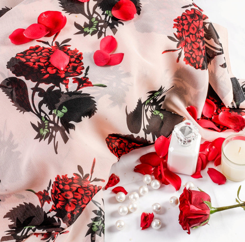 Love Dolce and Gabbana Georgette Fabric (Peach, Floral, Georgette)