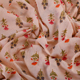 Daisy Glory Mulmul Fabric (Peach, Floral, Mulmul)