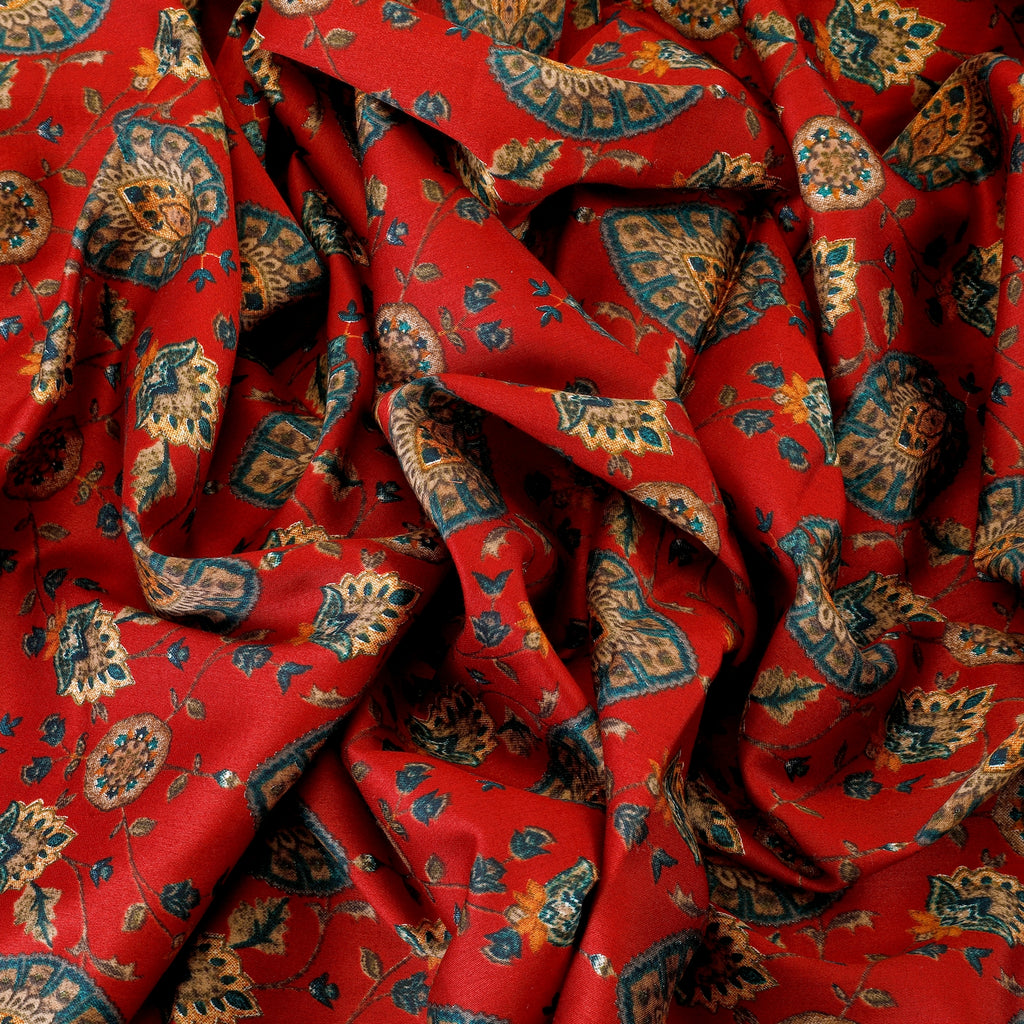 Euforia Cotton Fabric (Red, Traditional, Cotton)