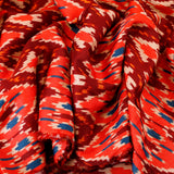 Crimsom Tales Cotton Fabric (Brown,Orange & Blue, Ikkat, Cotton)