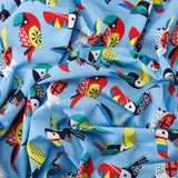 Kenzo Cotton Fabric (Blue, Animals & Bird, Cotton)