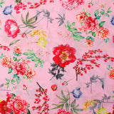 Flora Verdant Muslin Fabric (Pink, Floral, Muslin)