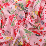 Flora Verdant Muslin Fabric (Pink, Floral, Muslin)