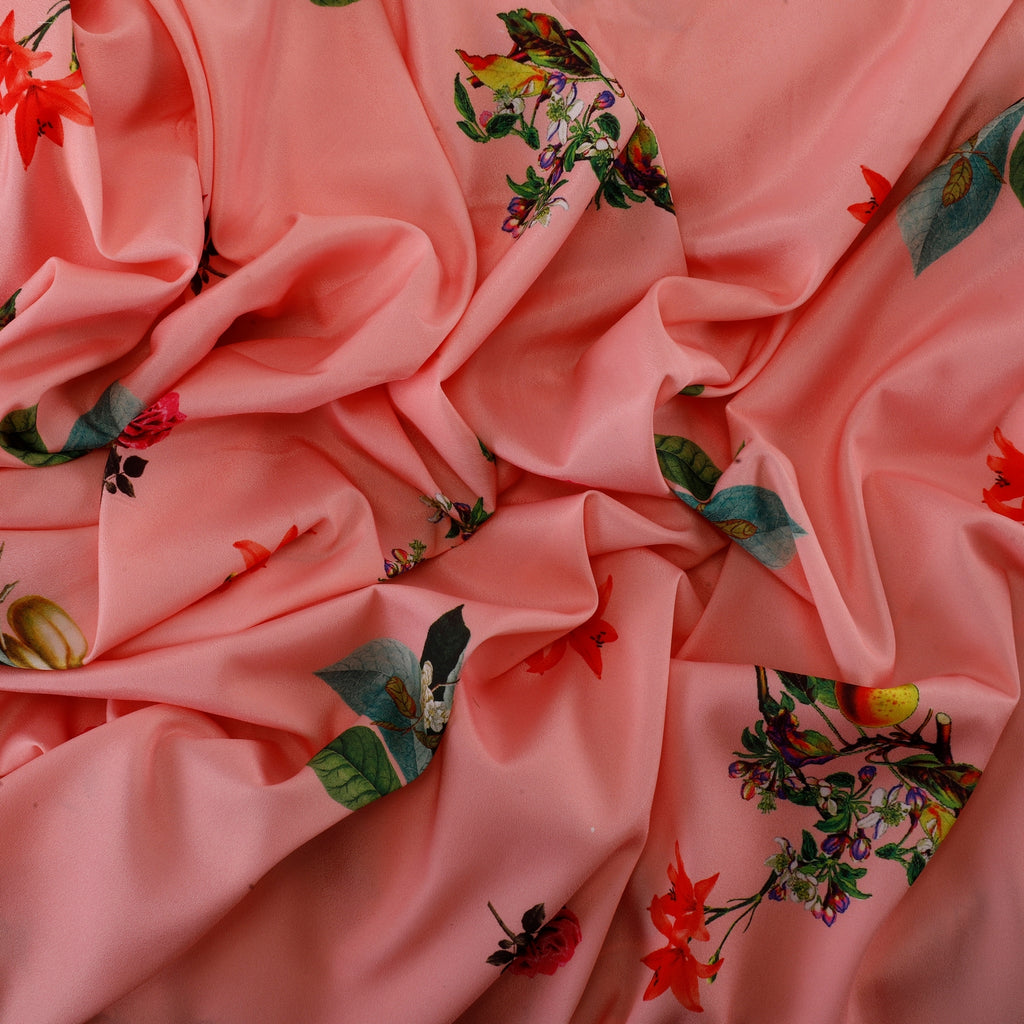 Passion Petals Crepe Fabric (Peach, Crepe)
