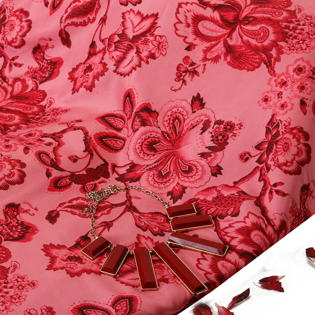 Love Mist Crepe Fabric (Pink, Floral, Crepe)