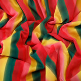 Cross Roads Goergette Fabric (Yellow Red & Green, Stripes, Goergette)