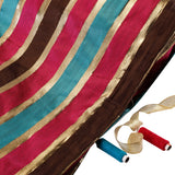 Bridal Couture Satin Fabric (Brown,Blue & Red, Stripes, Satin)