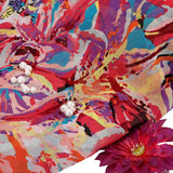 Milano Paris Georgette Fabric (Pink & Purple, Abstract, Georgette)