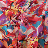 Milano Paris Georgette Fabric (Pink & Purple, Abstract, Georgette)