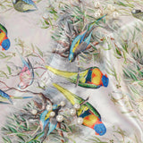 Valentino Lush Satin Fabric (Grey, Animals & Bird, Satin)