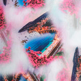 Italy the Paradise Crepe Fabric (Pink, Blue, Crepe)