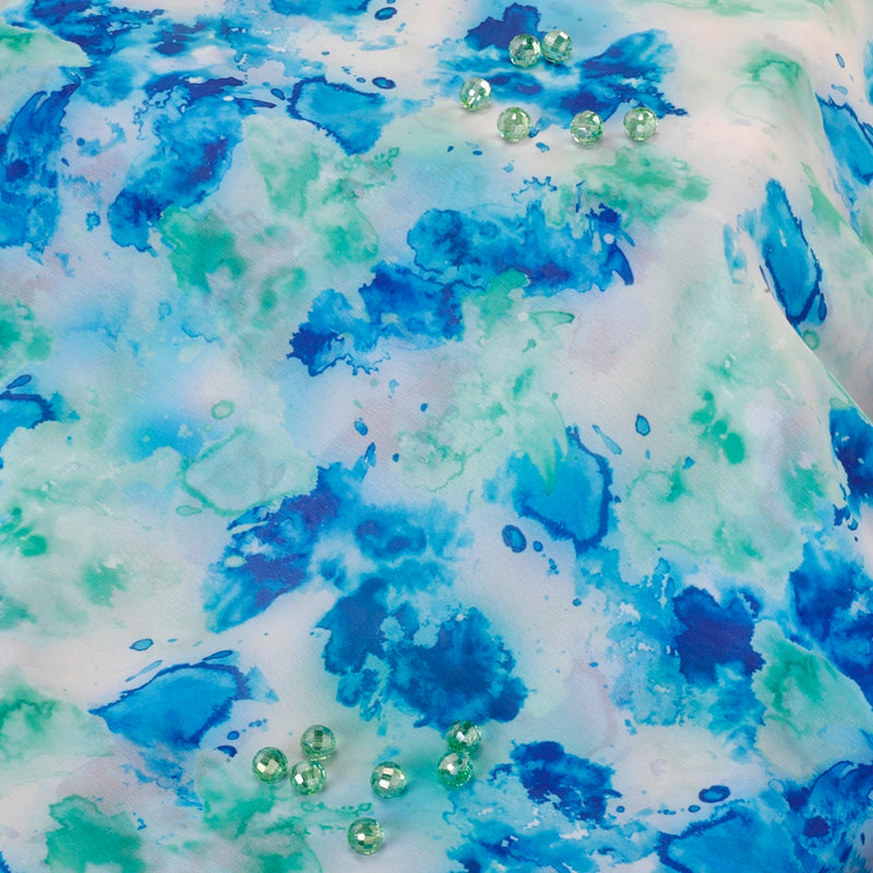 Fashion Passion Georgette Fabric (Blue, Green, Tie Dye, Georgette)