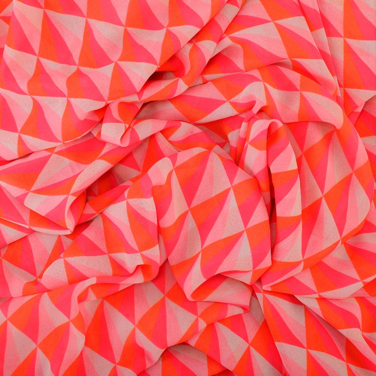 Pretty Vogue Georgette Fabric ( Pink, Orange, Georgette )