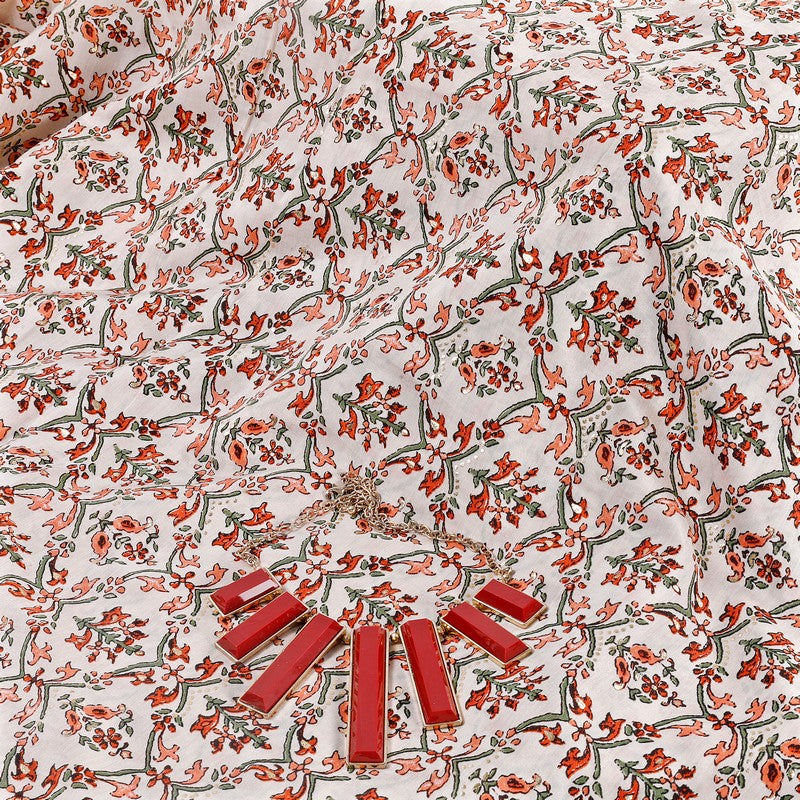 Pixie Vibe Muslin Fabric (Brown,Floral,Muslin)