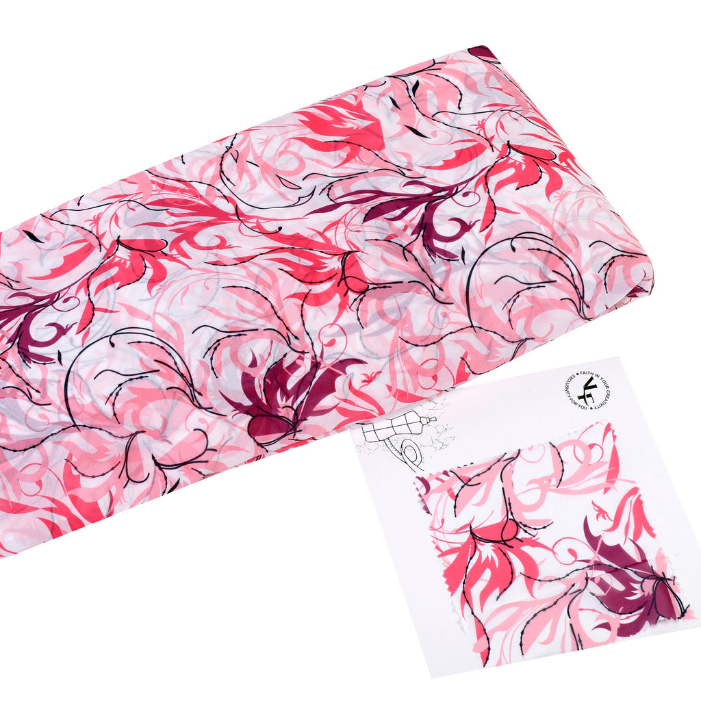 Dress it up Georgette Fabric (Pink, Abstract, Georgette)