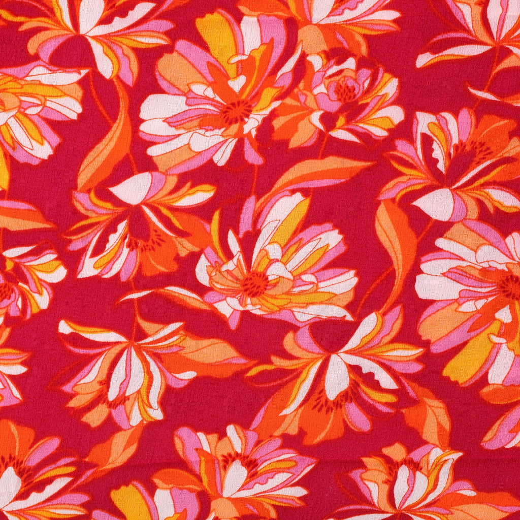 Sweeter Than Honey Georgette Fabric (Pink, Orange, Floral, Georgette)