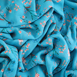 Rayhani Georgette Fabric (Sky Blue, Floral, Georgette )